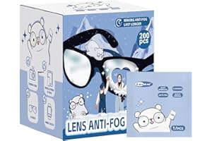 ICEPAC （200 PCS) Anti-Fog Wipes for Glasses, Lens Wipes for Eyeglasses,Eye Glasses Cleaner Wipes,Lens Wipes for Glasses/Sunglasses,Screen Wipes,Lens Wipes Individually Wrapped