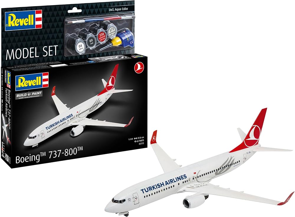 Revell Boeing 737-800 63772 Model Kiti, Plastikten Yapılmamış, 1:144 Ölçekli, Aksesuarlı, 63772