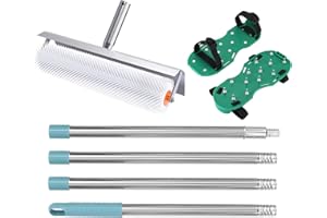 Magicbox Profi 3 Stück Stachelwalze Ausgleichsmasse Set: 25cm Stachelwalze mit Spritzschutz & 2cm Stacheln, Epoxid-Nagelschuhe 3cm, Teleskopstange bis 160cm, Bodenbeschichtung Set für Ausgleichsmasse