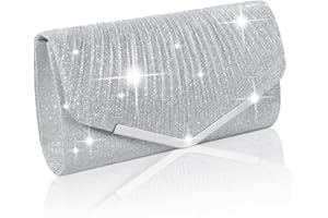 EJJUOO Elegante Envelope Tasche, Handtasche Silber,für Hochzeit, Party, Freizeit, Date,Geschenk für Freundin