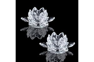 alslovkar 2Pc Quartz Cristal Verre Fleur De Lotus Pierres Naturelles et Minéraux Feng Shui Sphères Cristaux Fleurs pour Souvenirs De Mariage (Blanc)