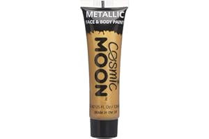 Cosmic Moon - Metallic-Gesichtsfarbe/Make-Up für Gesicht & Körper - 12ml - Erstellen Sie faszinierende Metallic-Gesichtsfarben-Designs! - Enthält: Gold