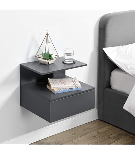AC Design Furniture Fia Nachtkastje, H 22,5 x B 32 x L 35 cm, donkergrijs, MDF, 1 stuk
