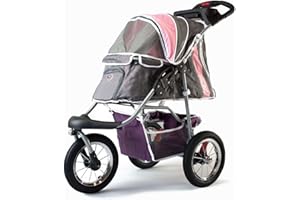 Pet Stroller,IPS-040,Grey/Pink/Lila, dog carrier, trolley, Trailer, Innopet, Buggy Comfort with Airfilled Tyres. Foldable pet buggy, pushchair, pram for dogs and cats
