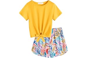 Arshiner Ragazze Set di Abbigliamento Casual Maglietta con pantaloncini Moda Sportiva Estiva Completi e Coordinati per Bambine e Ragazze