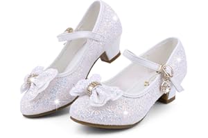 KUWIBY Girl's Princess Mary Jane Pump Shoes - Pink Silver Blue Purple White - Size 12 Months