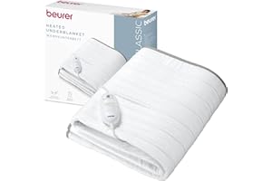 Beurer TS 17 Calientacamas eléctrico, Material no Tejido Suave, Antideslizante Gracias a la fijación con Cinta elástica, 3 Niveles de Temperatura, 150 x 80 cm, Sistema de Seguridad