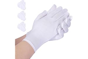 AovYoo 3 Paires Gant Coton Blanc Hydratants Eczema, Gants de Travail Minces Contre Névrodermite, Gants Protection l'eczéma pour Peau Sèche et Sensible
