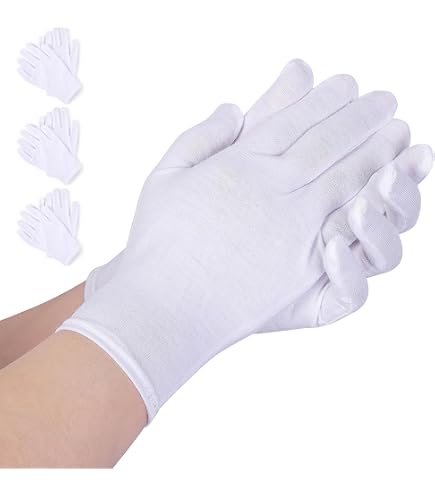 3 Paires Gants Coton Blanc Medium - Gants Cosmétiques Doux - Soins Et Protection Mains