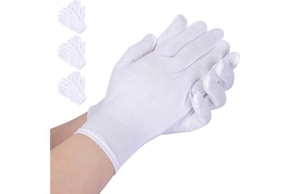 AovYoo 3 Paires Gant Coton Blanc Hydratants Eczema, Gants de Travail Minces Contre Névrodermite, Gants Protection l'eczéma pour Peau Sèche et Sensible
