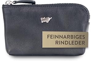 BRAUN BÜFFEL - Schlüsseletui aus echtem Rindleder Golf - Schmale Schlüsseltasche für Herren & Damen mit Reißverschluss & 2 Schlüsselringen - Zeitlos klassisches Schlüsselmäppchen - Edles Schwarz