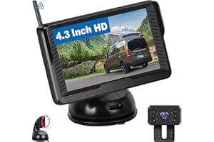 HODOZZY Kit Telecamera Retromarcia Senza Fili con 4,3'' IPS Monitor, Telecamera di Backup Impermeabile IP69 Segnali Digitali Stabili,Visione Notturna con Grandangolare, Telecamera per Auto/RV/Camper