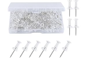 HXMJIED 120 Clear Push Pins, Drawing Pins with Storage Box, Heavy Duty Transparent Thumb Tacks for Pinboard Map Mark Bulletin Board Notice Board