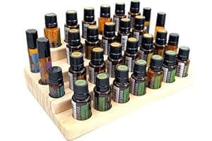 WishesMar 30 Slots Wooden Essential Oil Holder 4-Tier Display Storage Organizer Stand Natural Wooden Rack - Holds up to 30 Aromatherapy Bottles Presentation Shelf