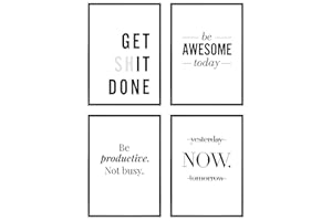 Heimlich® Tableau Décoration Murale - SANS Cadres -Set de Poster Premium pour la Maison, Bureau, Salon, Chambre, Cuisine | 4 pièces en DIN A3 (30x42cm) | » Motivation «