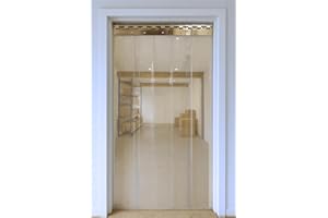 AirTech-UK PVC Strip Curtain Door Kit 1 x 2 meters Coldroom Warehouse Catering Vinyl Clear Plastic with 5 Strips (2mm Thick and 200mm Wide), Stainless Steel Rail and Clamps