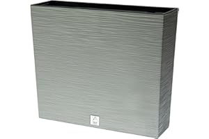 Valle Verde Jardinière 2 en 1 - Pot de fleurs avec insert - Pour la maison, le jardin, la terrasse - Aspect rotin - Rectangulaire - En plastique - 49,8 x 58 x 18 cm - Béton (gris)