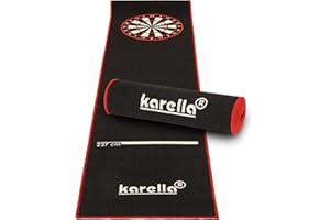 Mata do darta Karella Premium, wysokiej jakości dywanik do darta z weluru, wersja turniejowa, idealna ochrona podłoża i rzutek, antypoślizgowy spód z gumową powłoką, 290 x 60 cm ze znakiem rzutu