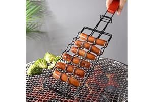 ARMYJY Cestino per barbecue per hot dog, in acciaio , per salsicce, barbecue, grill, griglia a rete, supporto per utensili per grigliare all'aperto, 2074594865
