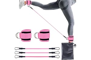 LUVDECO 5 Pezzi Fasce per Caviglie per Allenarsi, Fasce di Resistenza alla Caviglia con Polsini, Attrezzi per la Palestra di Casa per uomo e Donna, per Tonificare i Glutei e i Muscoli delle Gambe