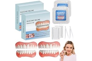 LILELIG 2 Stücke Zahnersatz Zähne Zum Aufstecken Natürlich und Angenehm Zu Tragen Veneers Silicone Reline Denture Set für Männer und Frauen Geeignet Um Ein Selbstbewusstes Lächeln Zu Erzielen