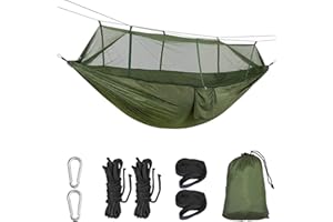 Anbte Hamacas Colgantes Jardin Exterior 260x140cm con Travesaño und Bolsa de Transporte,Hamaca con Mosquitera Integrada y Impermeable Capacidad de Carga de 300KG