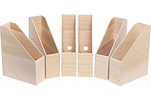VBS 6er-Pack Stehsammler aus Holz Zeitschriftenbox Steh-Ordner Zeitschriftensammler mit Griffloch 25x9x32cm