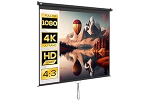 HOMCOM Telo per Proiettore da 120 Pollici Formato 4:3 ad Altezza Regolabile, Schermo da Proiezione in Tessuto e Metallo, 244x183 cm, Nero