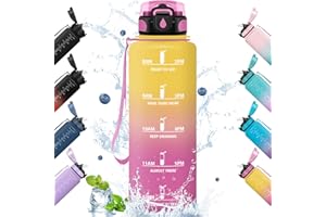 HoneyHolly Borraccia, 1.5L Borraccia Acqua, Borraccia Motivazionale con Cannuccia, Borraccia Palestra, A Prova di Perdita, Bottiglia Acqua per Scuola, Palestra, Campeggio, Ciclismo, Yoga