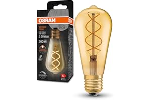 OSRAM Vintage 1906 Goldene Filament LED Lampe aus Glas in Edison-Form, Sockel E27, 300 Lumen, 28W-Ersatz, sehr warmes weiß fast wie Kerzenlicht (2000K), dimmbar