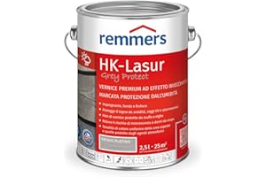 Remmers Vernice trasparente HK Grey Protect grigio platino, 2,5 litri, vernice trasparente premium per esterni, ingrigimento con tonalità di grigio naturali, tripla protezione del legno da umidità raggi UV in un solo prodotto