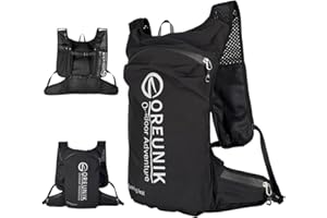 Oreunik Laufweste für Damen und Herren,7L Laufrucksack,Reflektierender Trinkrucksack mit Handyhalterung,geeignet für Outdoor-Wandern, Fahrrad, Bergsteiger,Laufen