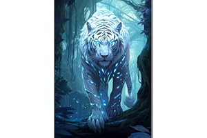 HAEPXYBY Pintura de Diamantes 5D DIY Kit Completo,tigre A-Bordado en Punto de Cruz,Diamantes de Imitación de Cristal,Cuadros Artísticos en Lienzo,Pintura por Números para Adultos Niños Decoración Hogar