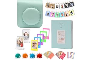 EVOARL Sofortbildkameras Zubehör Set Kompatibel mit Instax Mini 12, Schönes Geschenkset einschließlich Kameratasche | Fotoalbum | Fotorahmen | Bunter Filter | Foto Aufkleber Usw (Mint-Green)