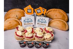 MARIELLE The Cornish Hamper Cheese & Onion Pasty/Tea Hamper – 4 Person - Gifts, Fresh Scones, Tea, Jam, Roddas Clotted Cream & Cornish Cheese & Onion Pasies. - Anniversary & Special Occasions