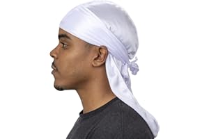 Veeta Hochwertiger Seiden-Durag – glatte Seiden-Durag für Damen und Herren, lange, doppelte, breite Träger, Außennaht, Dreifachstich
