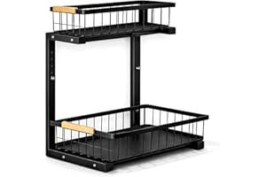 Rangement Sous Evier Coulissant 2 Niveaux Gain de Place Cuisine Plateau Large 30 cm Reglable 35 a 43 cm Acces Facile Placard Salle de Bain Buanderie