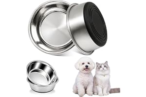 PVUEL 2 stycken hundskål i rostfritt stål 14 cm | Matskål och vattenskål med halkfri gummibas, lämplig för små och medelstora