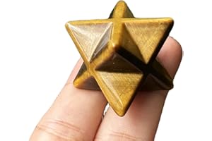 Manekieko Natural Tiger's Eye Merkaba Crystal Protection Sacred Meditation Energy Healing Chakra,25mm Hexagonal Star Crystals and Healing Stone