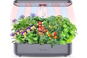 Yoocaa Indoor Cultivo Hidroponico Interior - Sistema de Cultivo Hidropónico 12 Plantas con Altura Regulable, luz LED de Crecimiento automática (Gris)