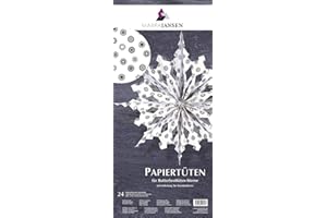 MarpaJansen Papiertüten für Deko-Sterne/Blüten - Bastelset - Butterbrottüten - (10 x 22 cm, 24 Stück) - inkl. Bastelanleitung - Kreislelemente
