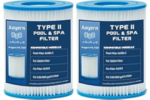 Aoyern Filter Größe 2, Poolfilter Größe 2 für 58383 Filter, Filterkartuschen Gr. II für Flowclear (2 Stück)