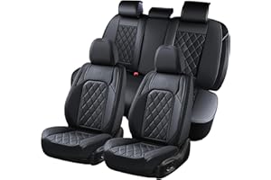 Coverado Car Seat Cover Sets - Front & Rear Seat Covers for Cars, Luxury Faux Leather Waterproof Car Seat Protector Universal Fit Most Cars, Trucks, SUVS, or Vans