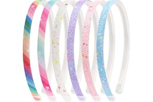 LTMMC 6PCS Headbands, Colorful Girls Hair Accessories for Girls Birthday Presents Plastic Glitter Confetti Rainbow Headband
