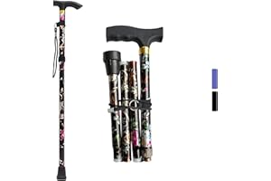 ZallyX Walking Stick – Adjustable Folding Walking Sticks for Women & Men with Rubber Ends, Lightweight Collapsible Cane – Foldable Travel Walking Aid