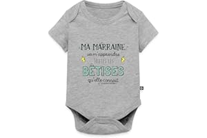 Spreadshirt Marraine Va M'Apprendre Toutes Les Bêtises Idée De Cadeau Body Manches Courtes Bébé Bio