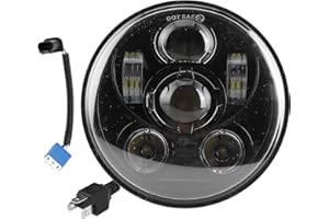 DEROR 5.75" (5 3/4) Harley LED Faro per Harley Davidson [Nero-Finitura] Faro Moto LED Rotondo Per Dyna Street Bob Super Wide Glide Low Rider Night Rod Train Softail Sportster