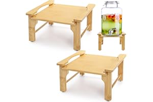 Tebery Lot de 2 supports distributeurs de boissons en bambou naturel pour la maison, les fêtes et les événements de restauration