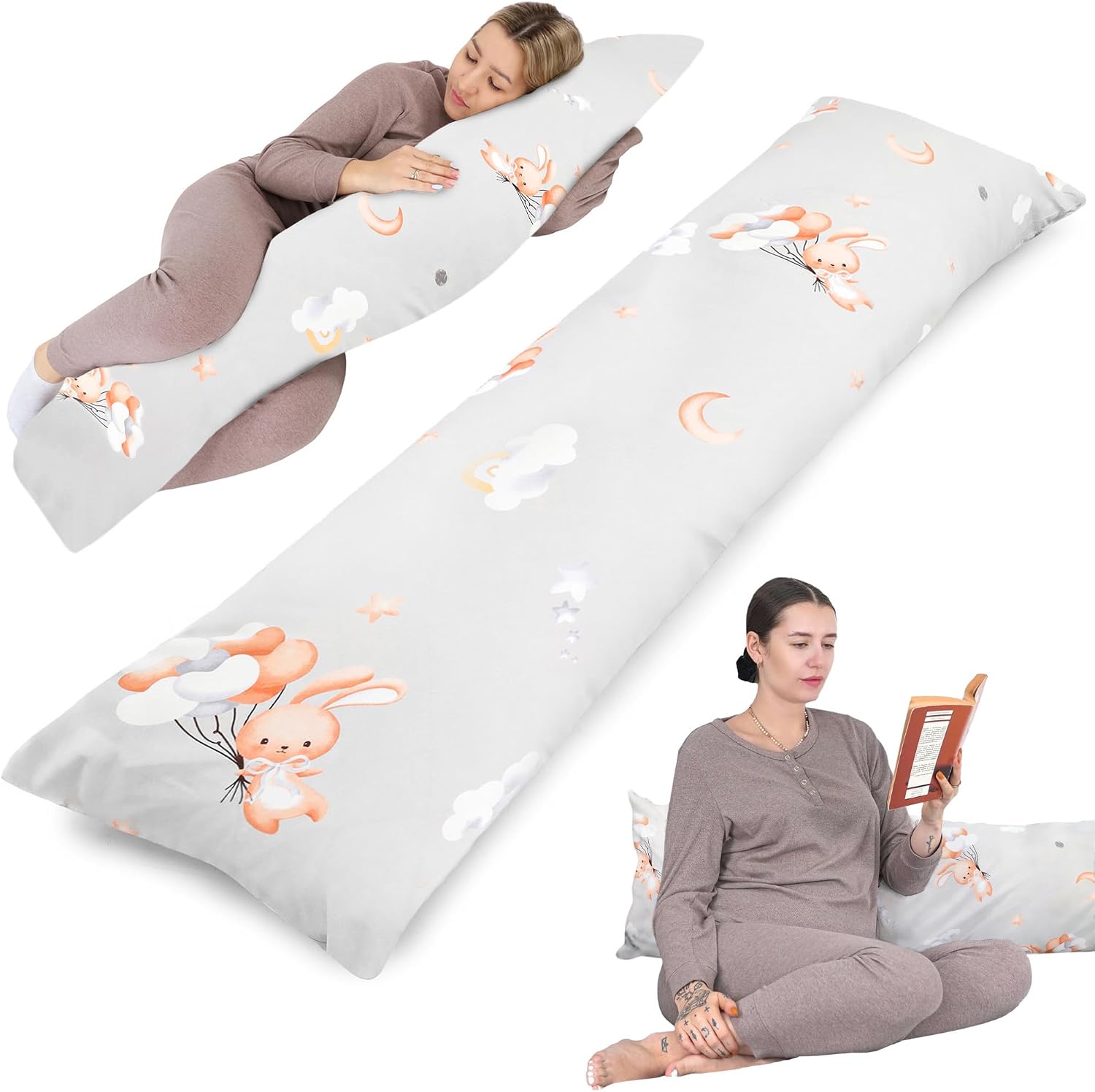 Totsy Baby Almohada Lactancia y Embarazo Bouclé 145cm – cojin Alargado para abrazar Ideal para Dormir mejo Descansar y apoyar la Postura Embarazadas y Lactancia Certificado Oeko-Tex