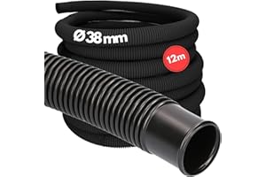 Kalitec 12m Formstabiler Poolschlauch 38mm Schwarz I Flexibler Schwimmbadschlauch I UV-stabil I Hochwertiger Poolpumpe Schlauch I Chlorbeständig